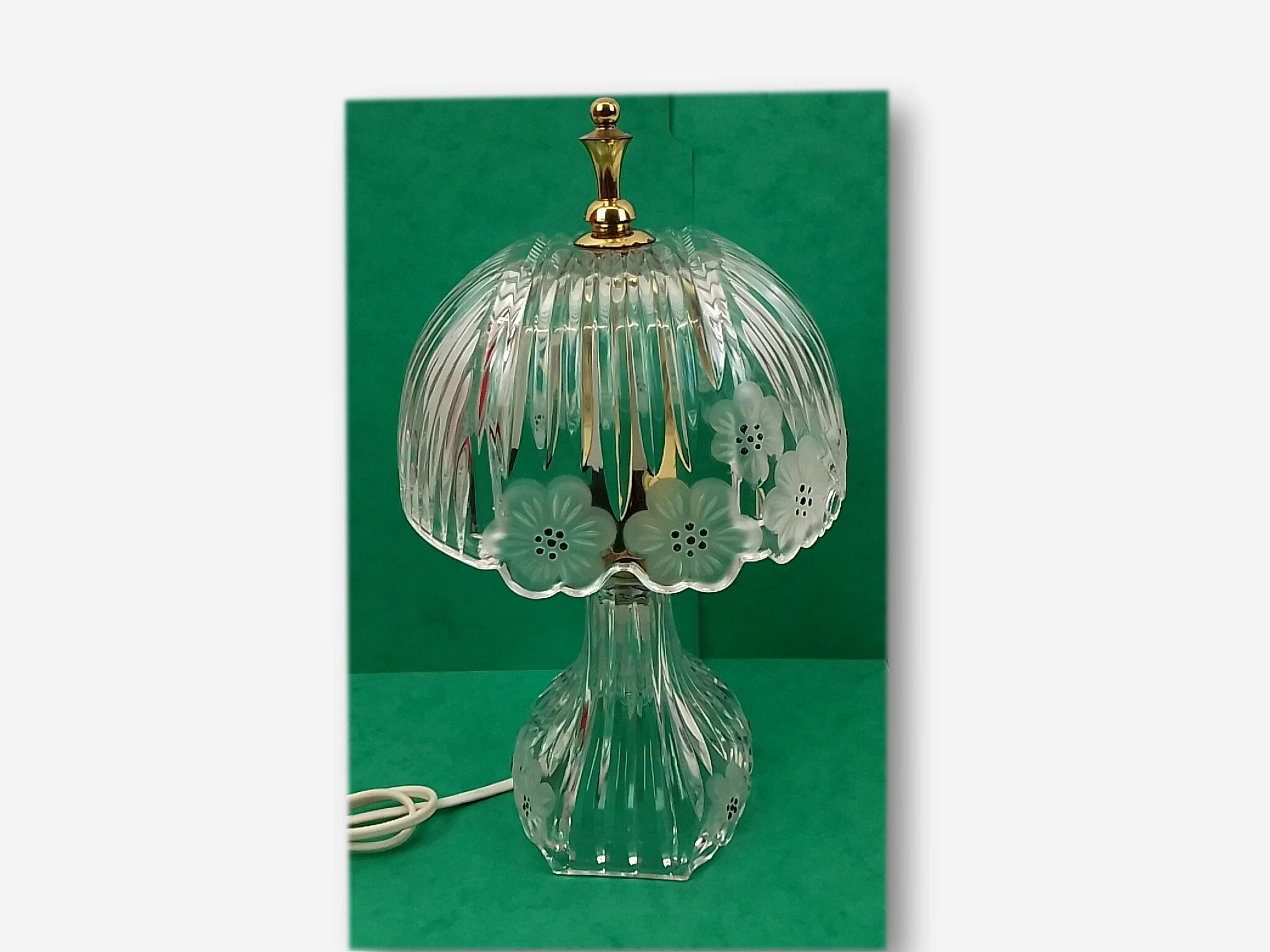 Table lamp in transparent crystal decoration flowers 28 cm