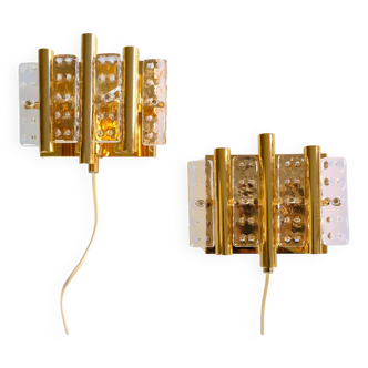 Pair of Mid-Century Carl Fagerlund Wall Lights for Orrefors, Sweden c.1960s