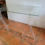 Plexiglas trestle desk from the 70s