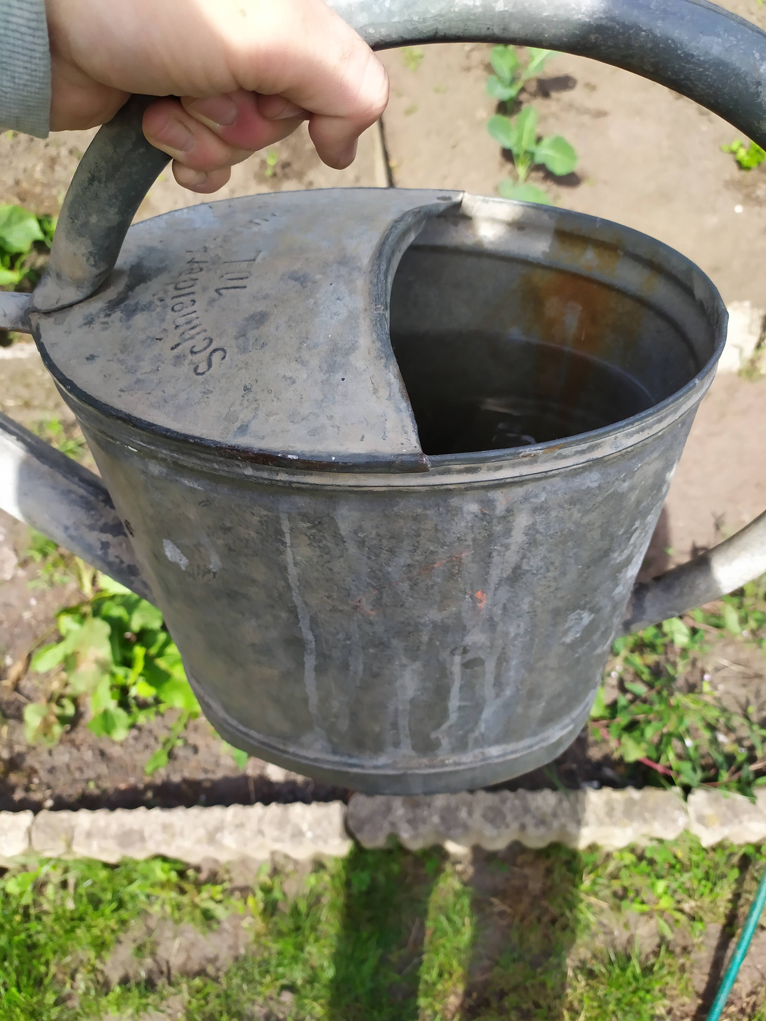 Zinc watering can + pommel - german