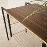 Vintage vinyl serving trolley in wood and gold metal