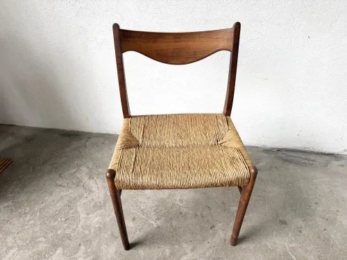 GS60 chair in exotic wood and straw, Arne Wahl Iversen, 1960s