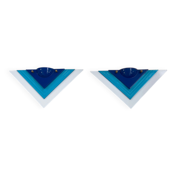 Paire d'appliques postmodernes bleues, 1980