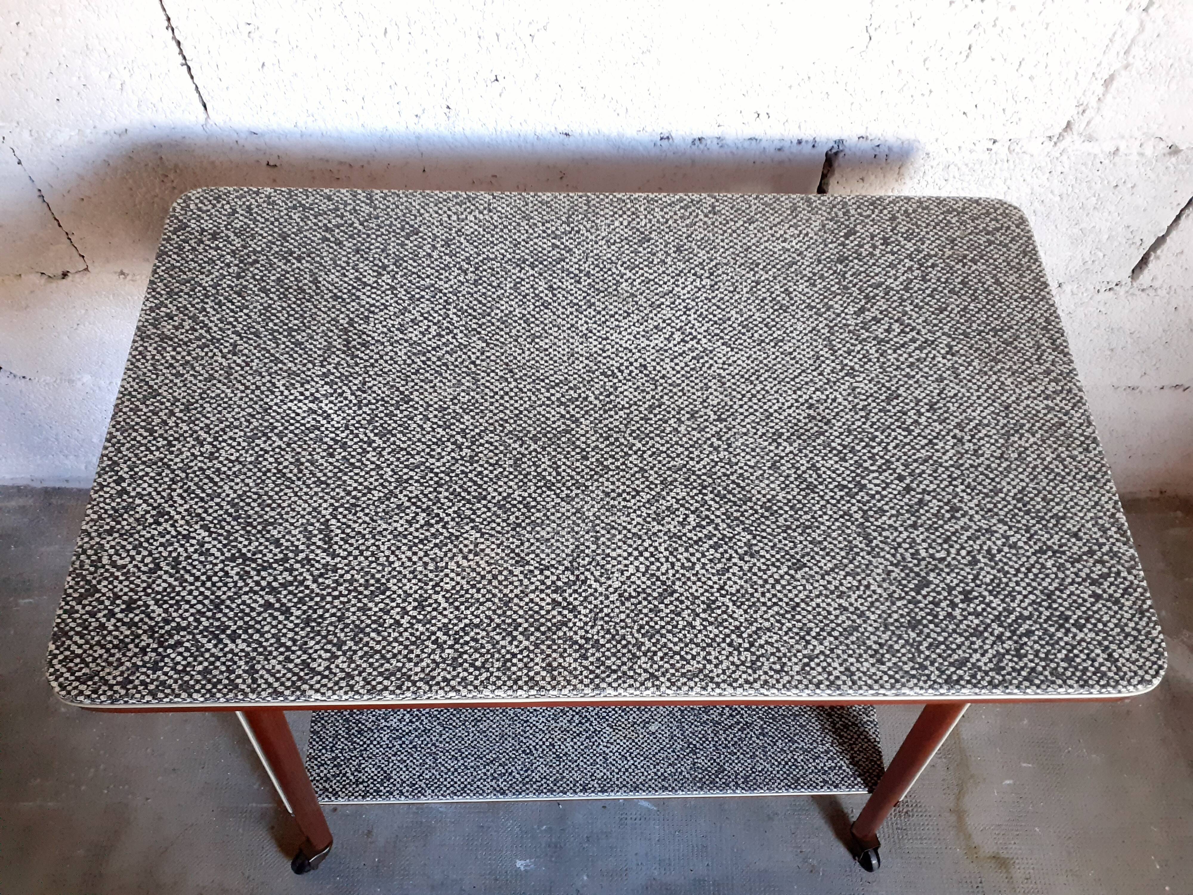 Vintage multifunction service / side table on wooden wheels 50 years 60