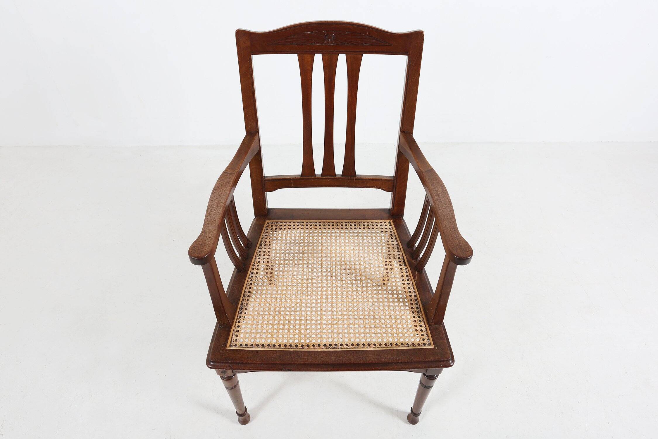 Antique French Armchair with Cane Seat, France, circa 1890