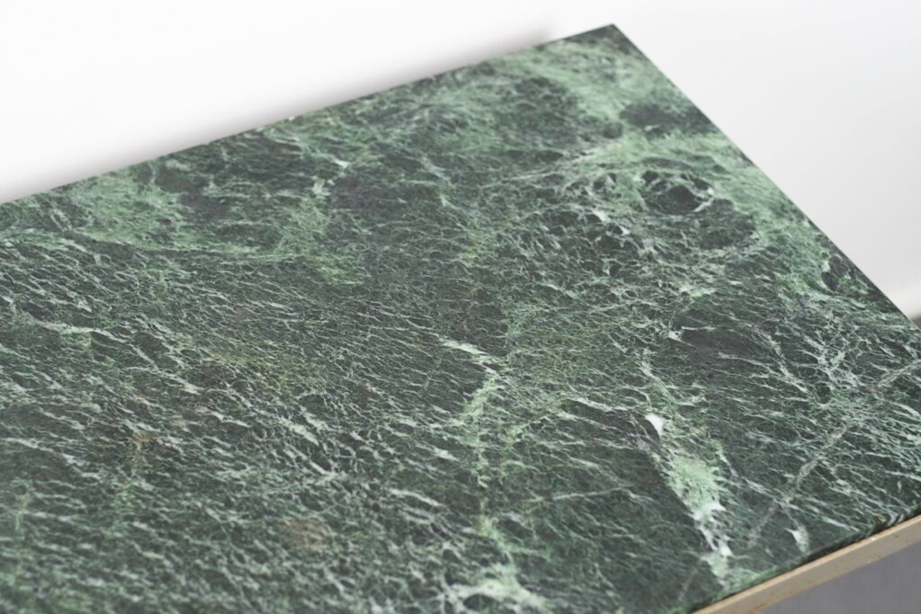 Green marble coffee table and vintage brass gold metal 60