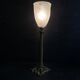 Lampe Napoléon III en bronze et tulipe en verre pressé