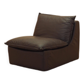 Brown leather armchair, Italian design, 1960s, production: Italy