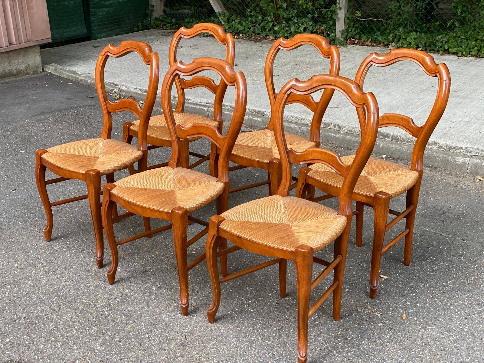 6 Louis Philippe straw chairs