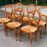 6 Louis Philippe straw chairs