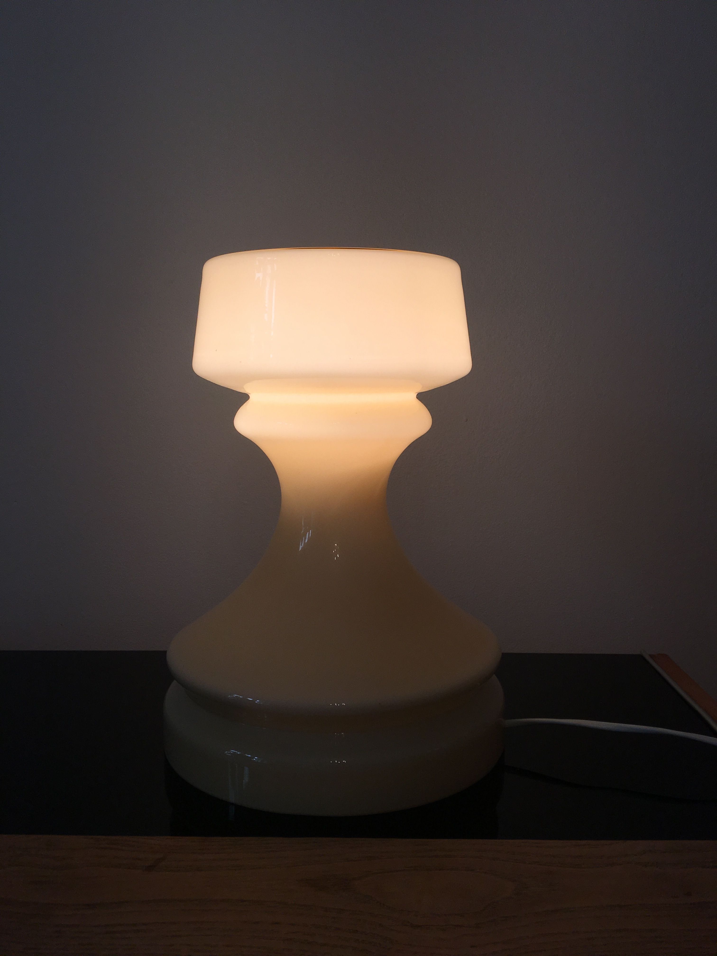 Beige chess glass table lamp by Ivan Jakes, 1960s