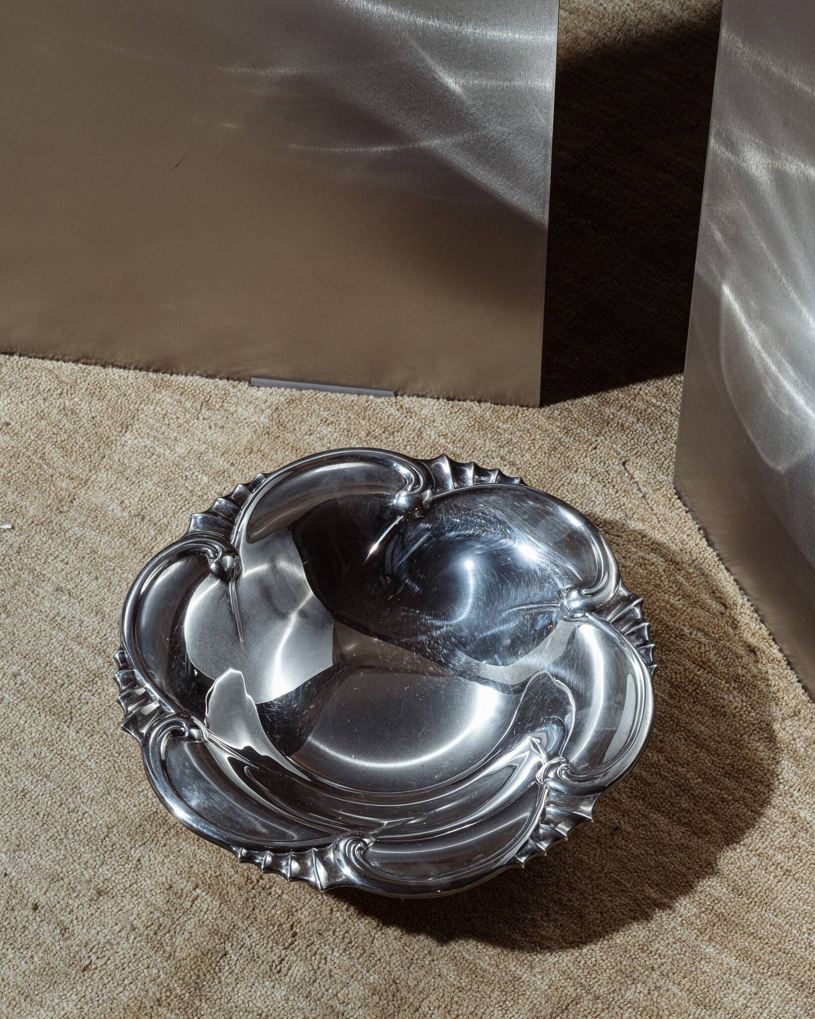 Silver metal basket, 1950s
