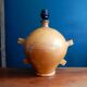 Large lamp foot in terracotta enamelled ochre color / 60s