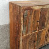 Old wooden cabinet. 8 doors.