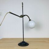Art Deco lamp goes up and down opaline brass