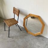 80s hexagonal pine mirror