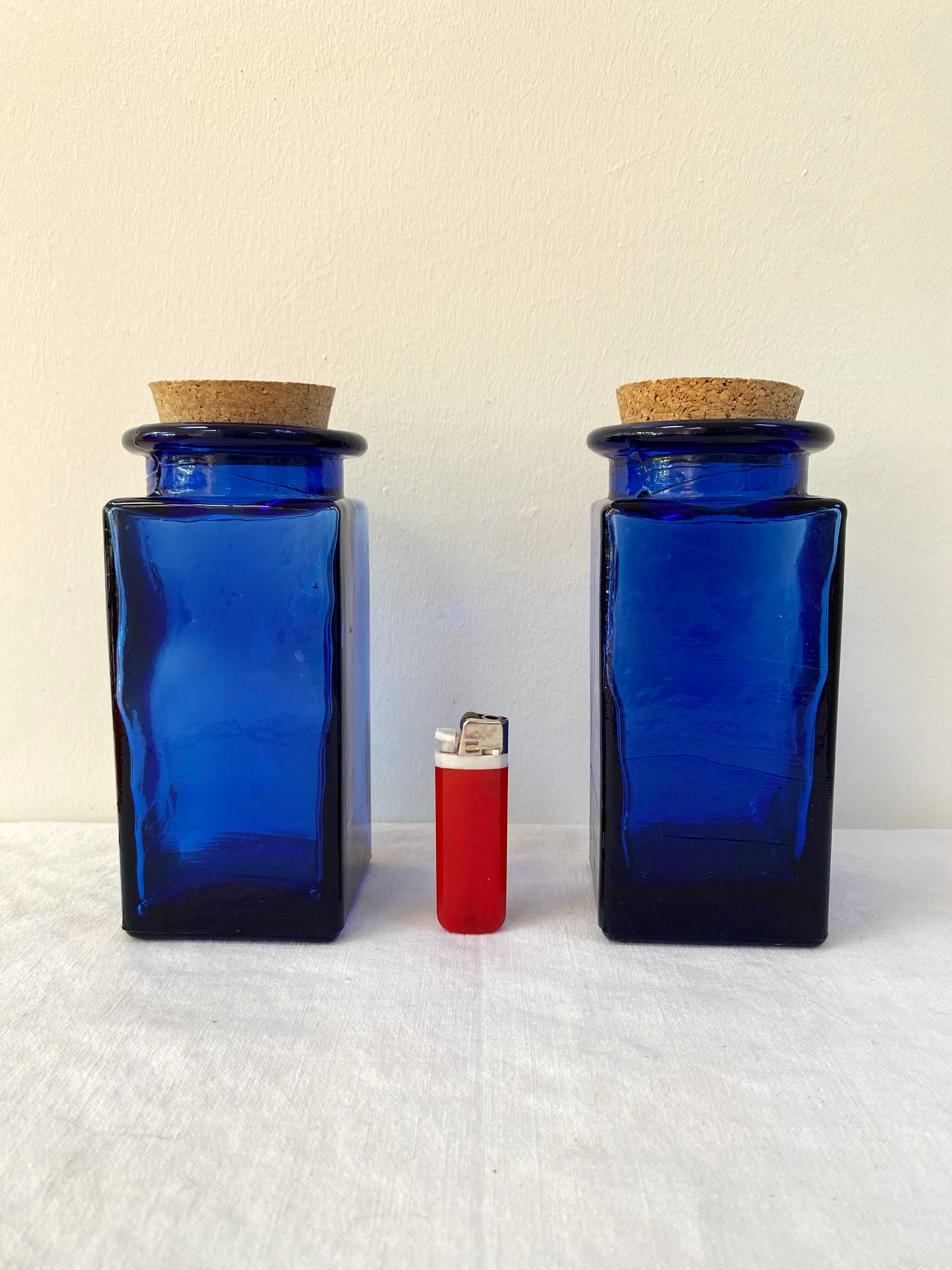 Cobalt blue glass jar