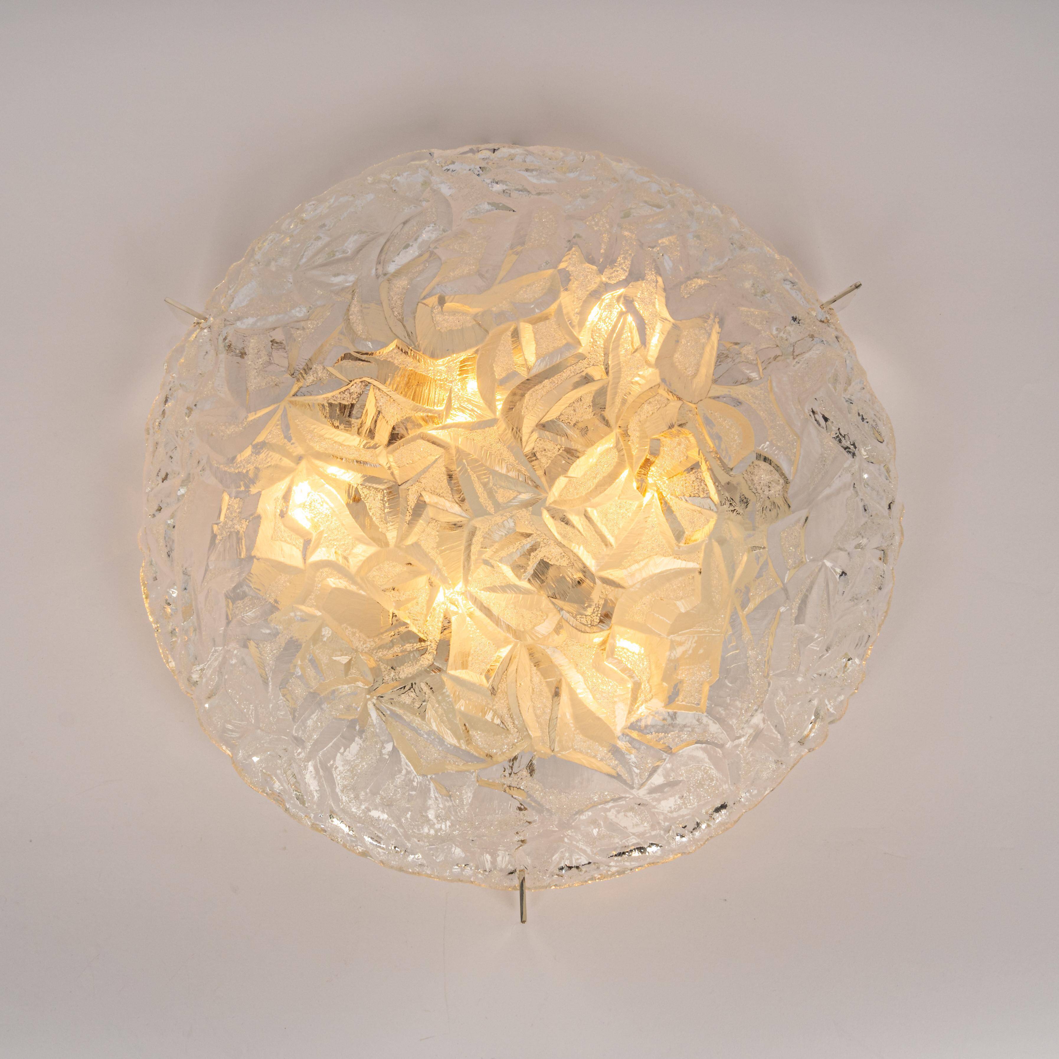 1 of 3 large Murano glass ceiling lights by Kaiser, Germany, 1960s.