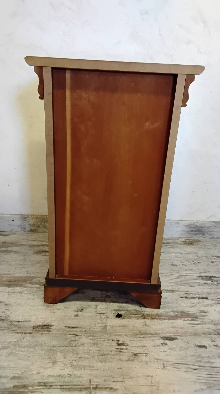 Pair of Louis Philippe style bedside tables in cherry wood.