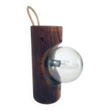 Brutalist wooden table or wall lamp attributed to Temde Leuchten, Switzerland, 1960s.