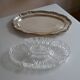Silver-plated metal aperitif serving tray with HKE hallmark and glass.