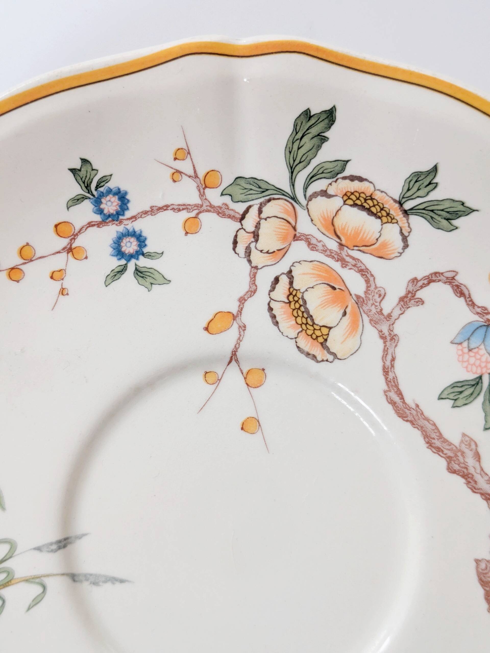 Set of 2 Gien Magellan "Caribbean" cups and saucers, vintage earthenware