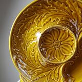 Set of plates, artichoke dishes, mustard yellow earthenware Gien vintage