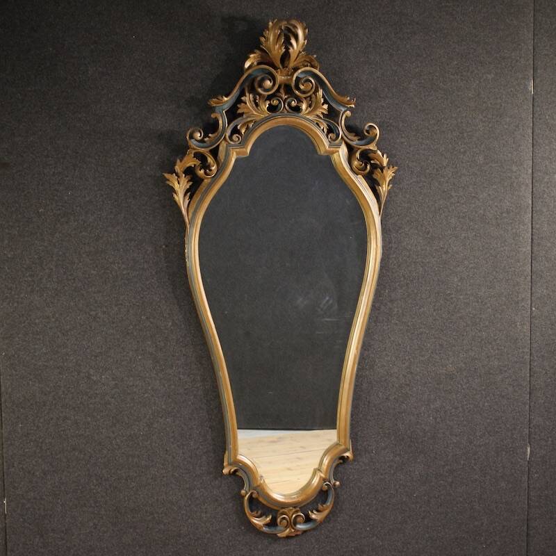 20th century Italian lacquered and gilded Louis XV style mirror