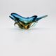 Murano Sommerso Blue Amber Sculpture Bowl 23cm