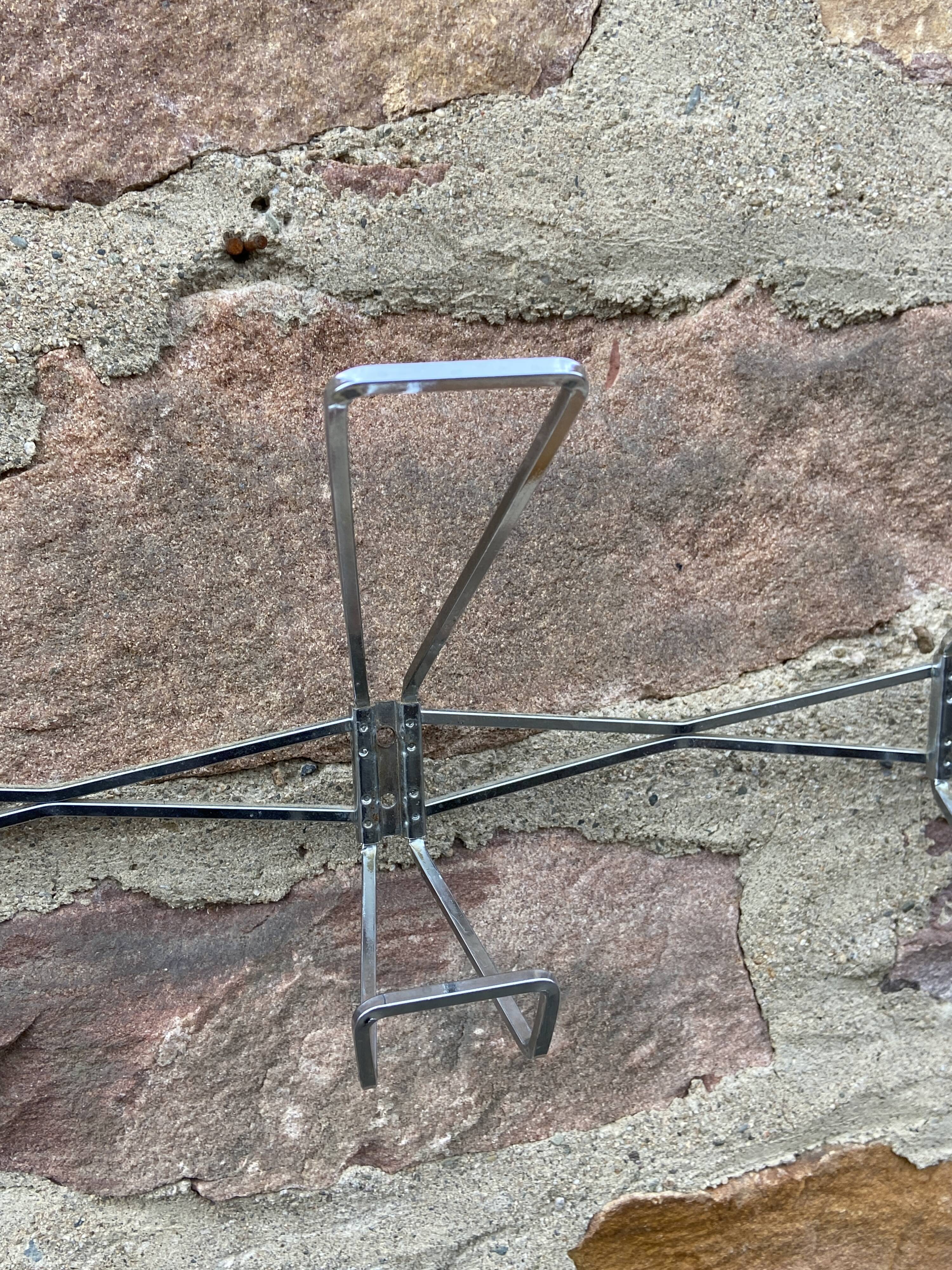 Wall mounted coat rack metal iron vintage mid-century coat hooks 1960s atelier