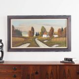 Painting „The Farmhouse on the Side”, Scandinavian design, 1970s