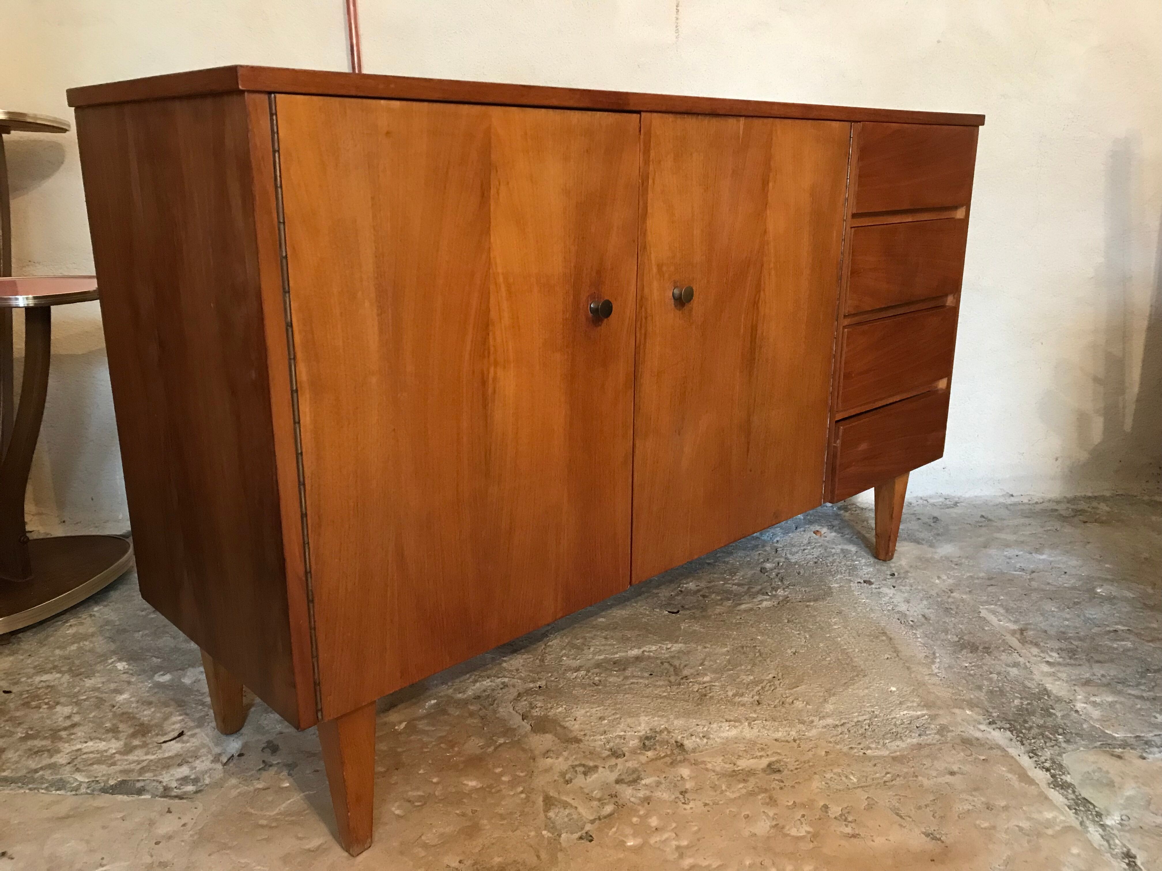 Vintage style scandi enfilade in blond walnut veneer