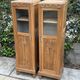 Rare pair of Art Deco glass columns in solid walnut – renovated