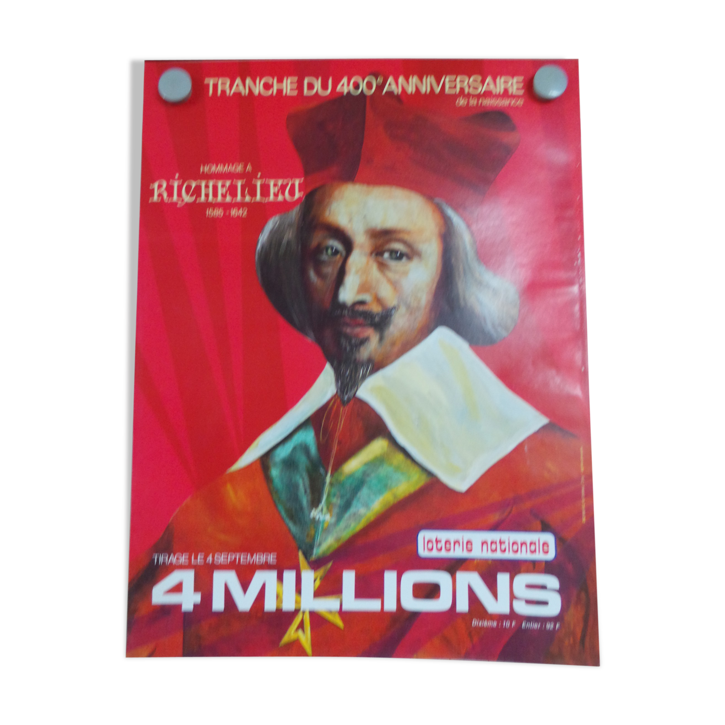 Original Poster National Lottery 400th Anniversary Birth of Richelieu