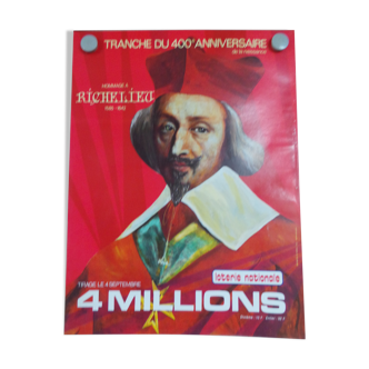 Original Poster National Lottery 400th Anniversary Birth of Richelieu