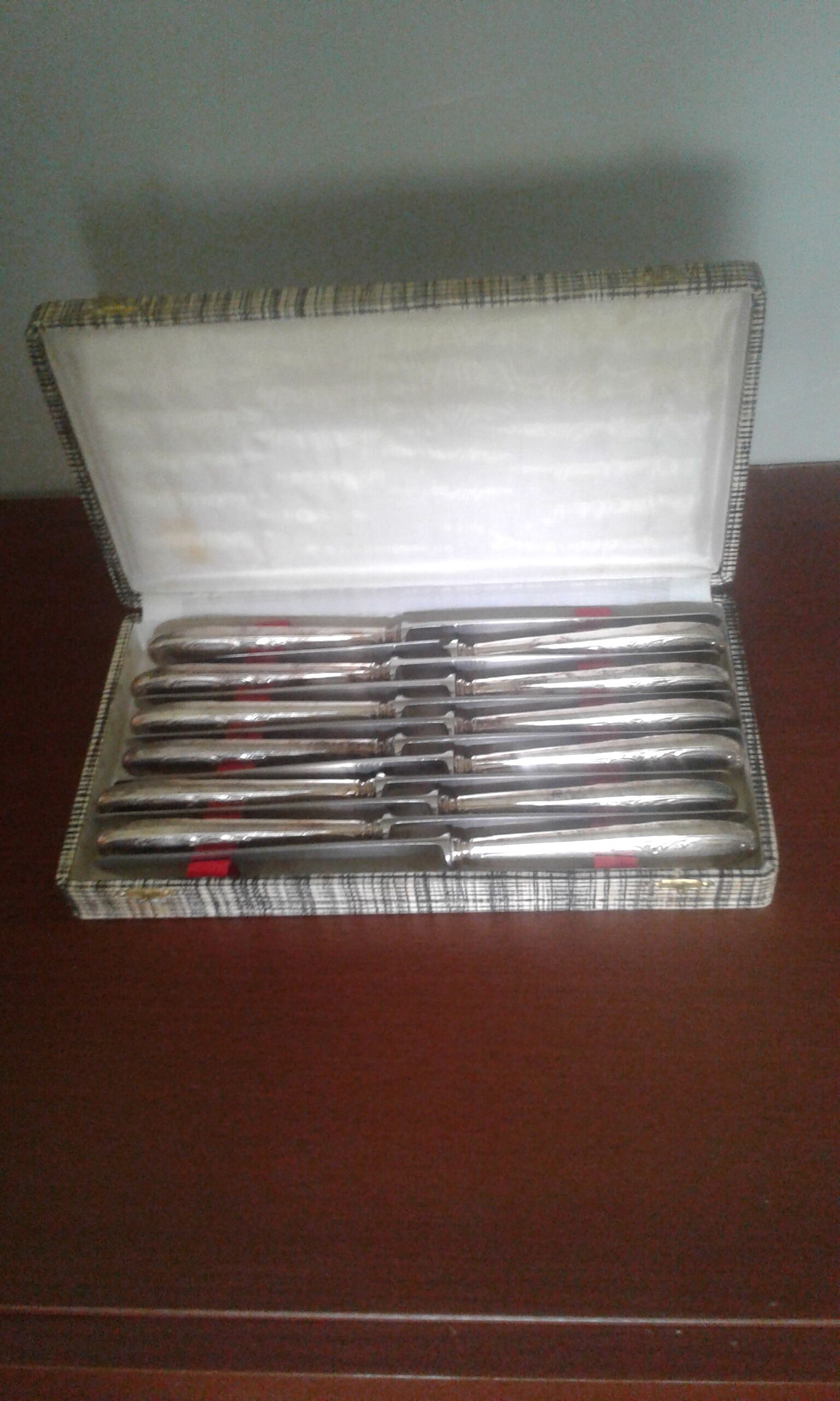 Service of 12 knives with silver metal pitches