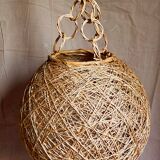 Lampshade suspension vintage wicker ball and natural string