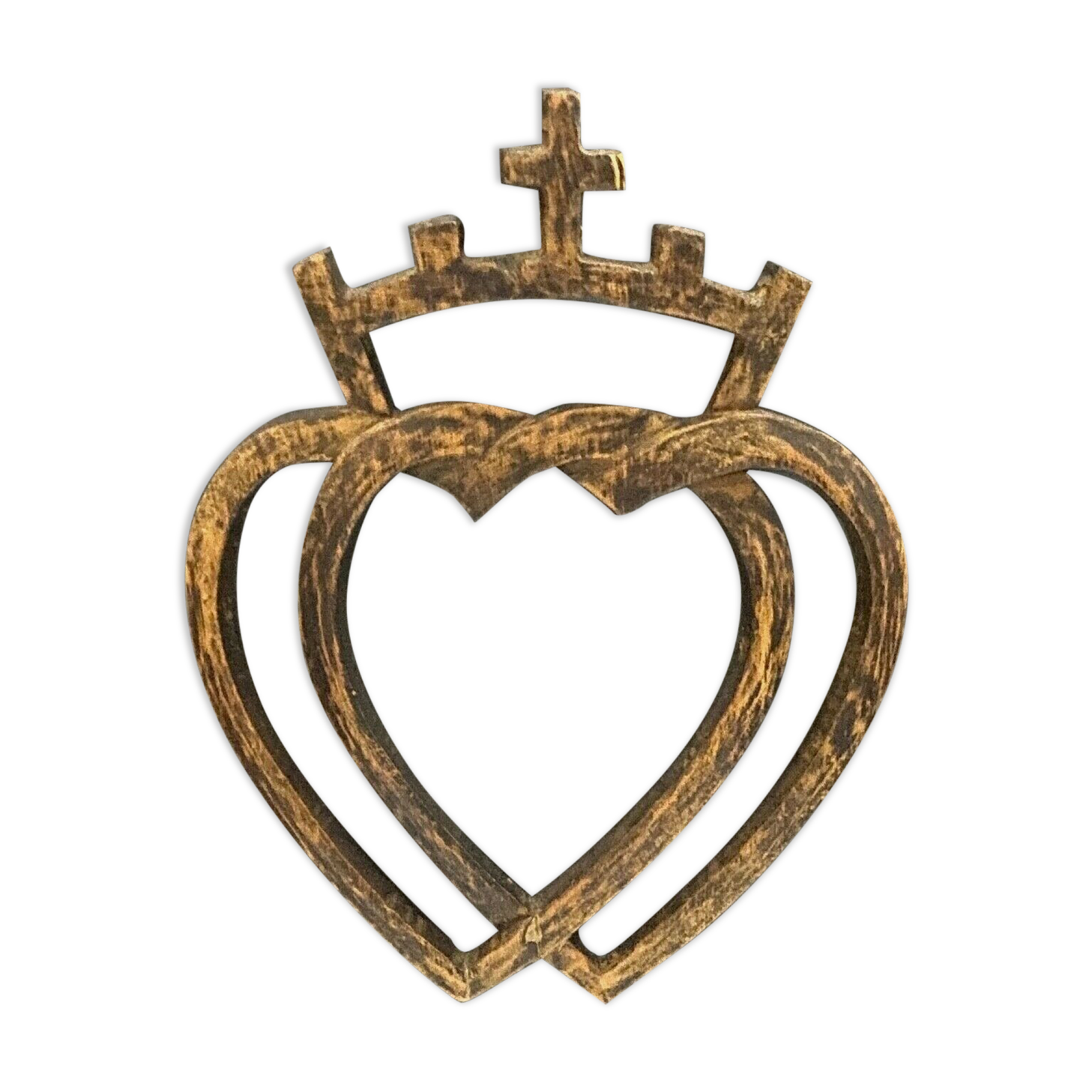 Heart vendeen wood carved xxeme folk art