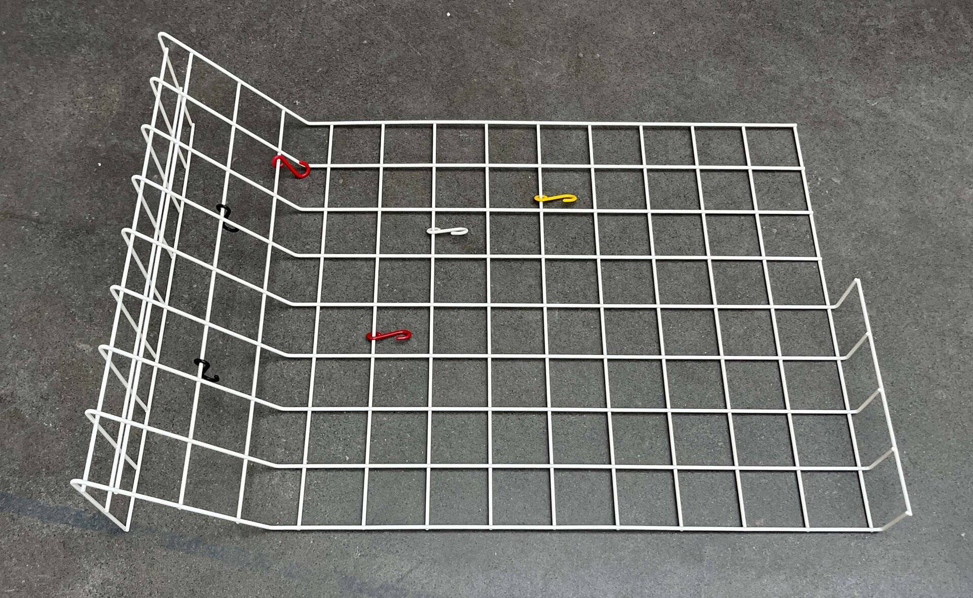 White minimalist string coat rack, modern mid-century, 1960s.