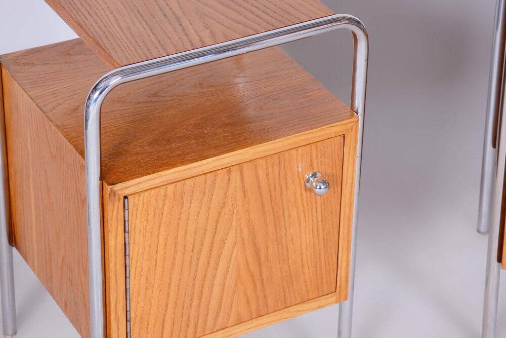 Bauhaus Chrome Bedside Tables attributed to R. Slezák, Former Czechoslovakia, 1930s, Set of 2
