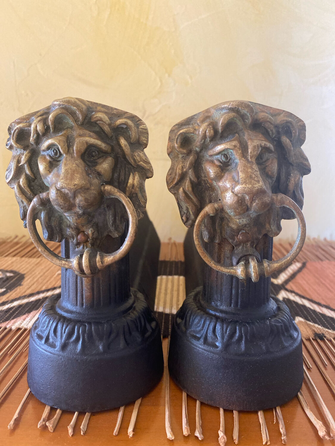 Fireplace - 1900-1910 pair of cast iron andirons