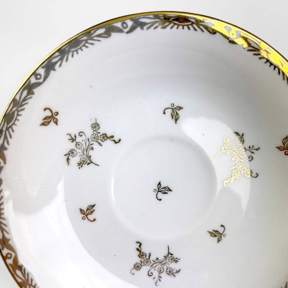 6 cups and saucers sfp foëcy émaux de limoges