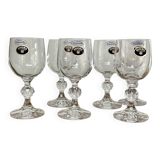 6 small Bohemian crystal glasses