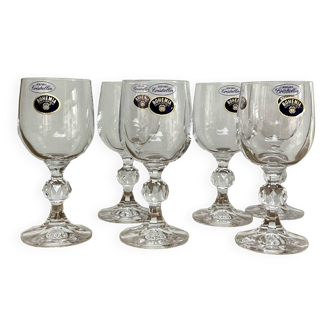 6 small Bohemian crystal glasses