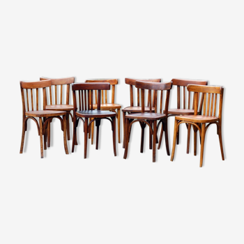 Lot de 8 chaises bistrot mélangées années 50