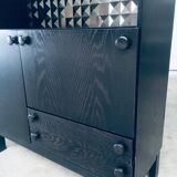 Brutalist Black Ebonised Dry Bar Cabinet, Belgium, 1970s