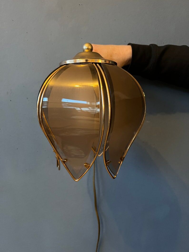 Vintage wall lamp Hollywood Regency Golden Flower