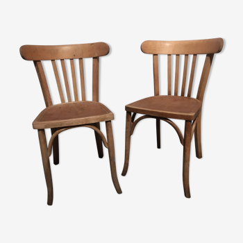 Lot of 2 vintage wooden bistro chairs