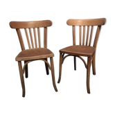 Lot of 2 vintage wooden bistro chairs