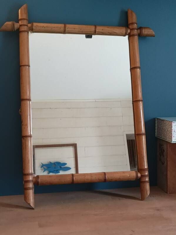 Mirror Bamboo type patinated wood frame dp 1023413